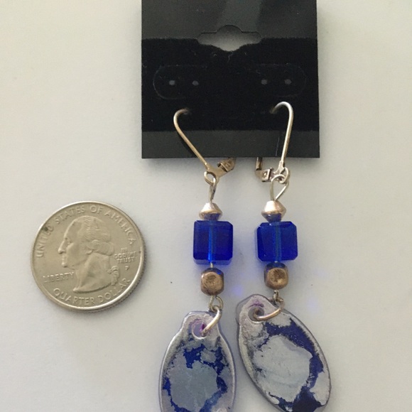 Blue and silver earrings OOAK‎ - Picture 2 of 3